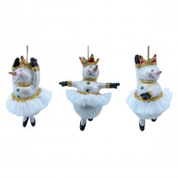 Balett dansande snögubbar i julgranen