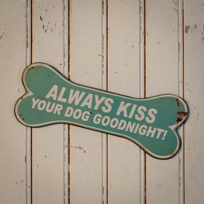 Skylt Always kiss your dog goodnight